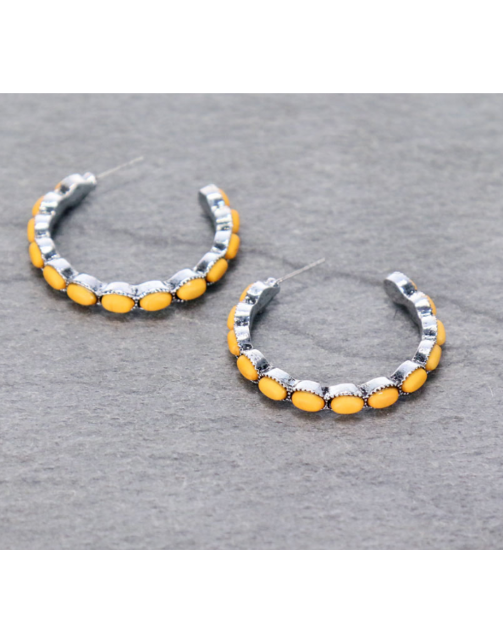 EARRING HOOP SMALL OVAL STONES