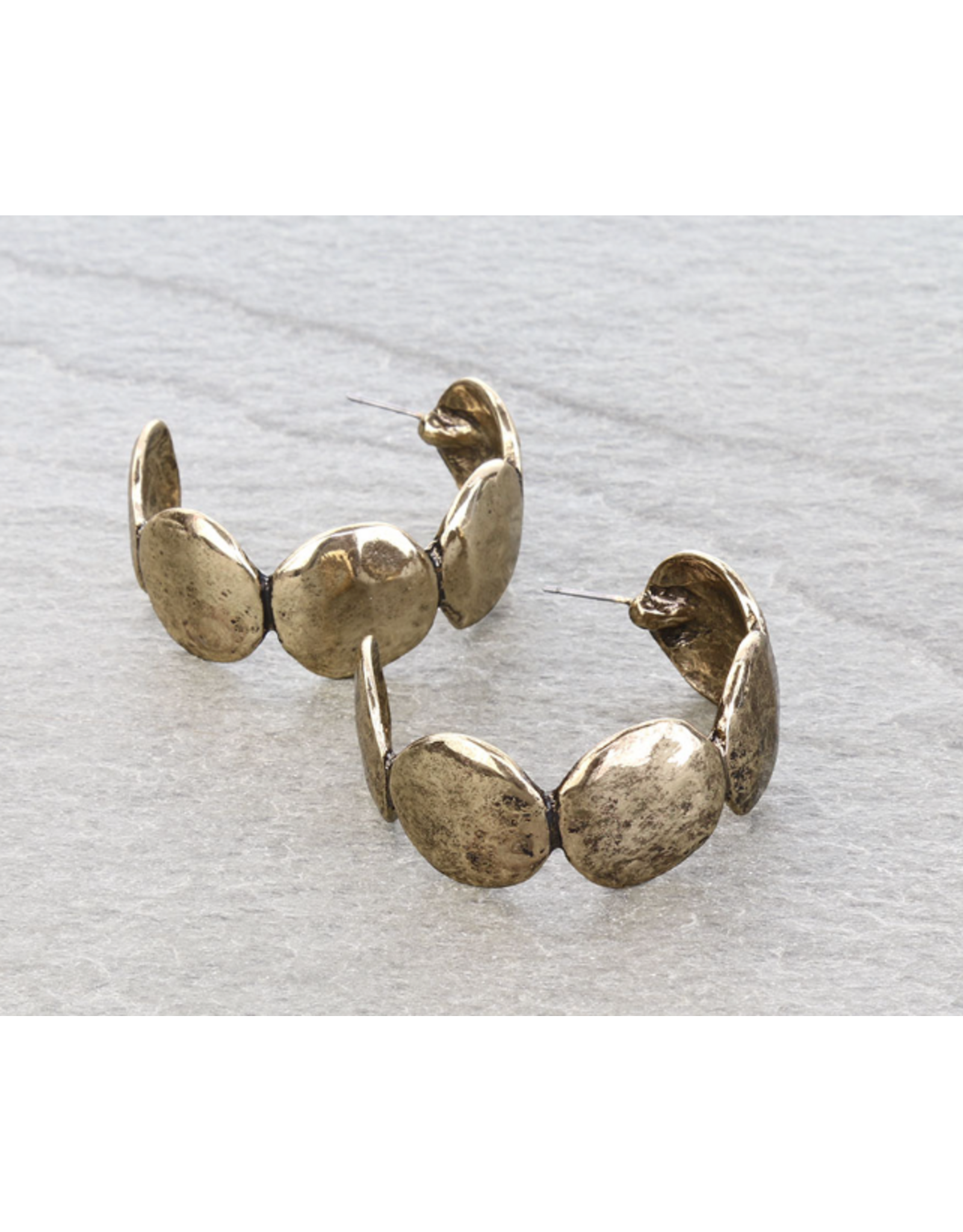 EARRING HOOP HAMMERED TXR SCULPTED