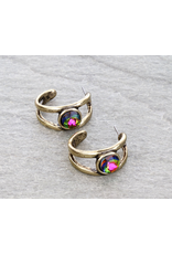 EARRING OPEN HOOP DIAMOND STONE