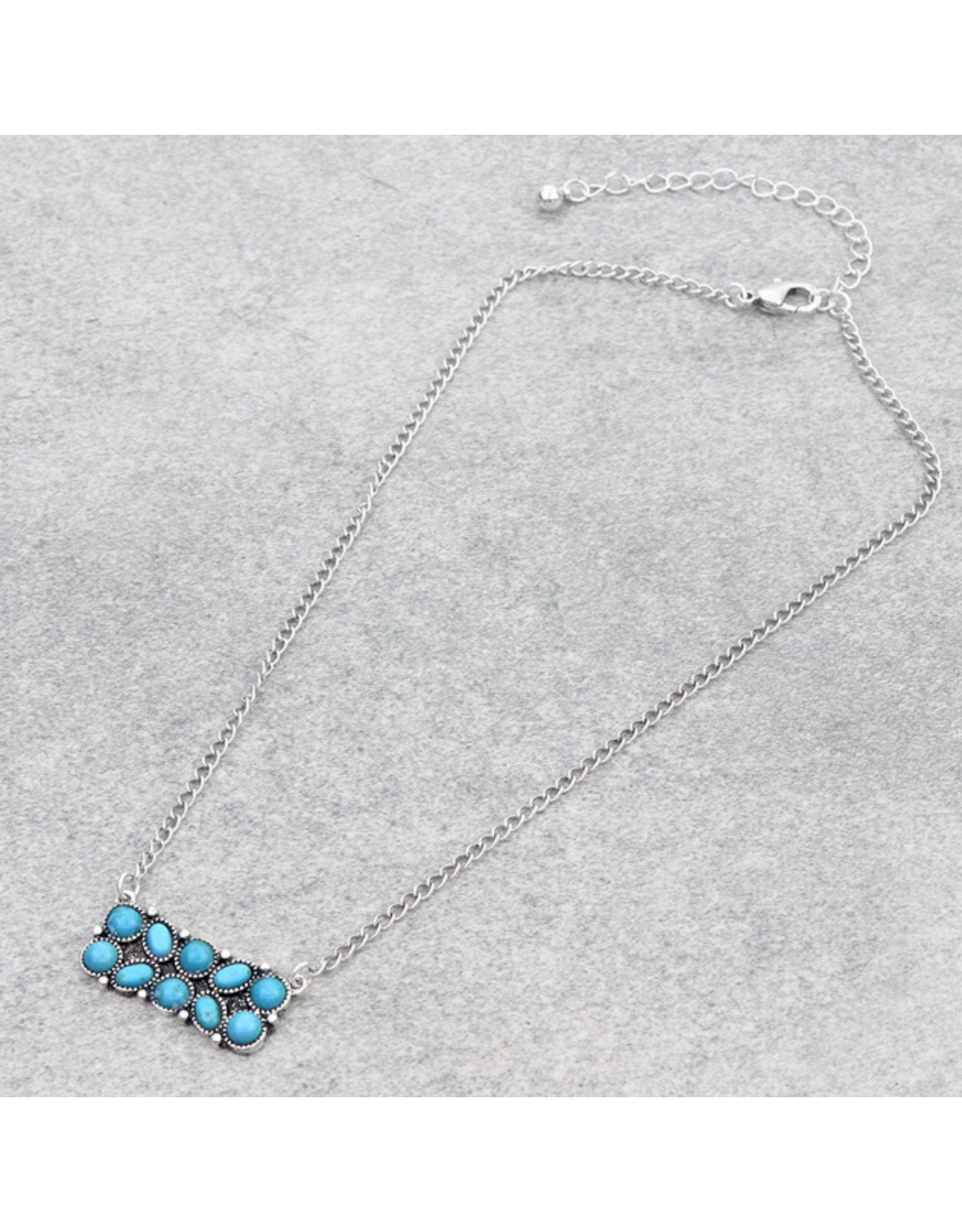 NECKLACE GEOMETRIC BAR TURQUOISE CIRCLE OVAL
