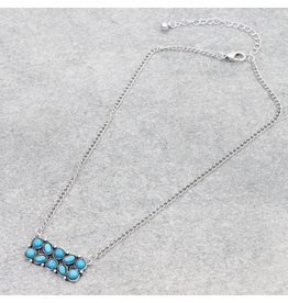 NECKLACE GEOMETRIC BAR TURQUOISE CIRCLE OVAL