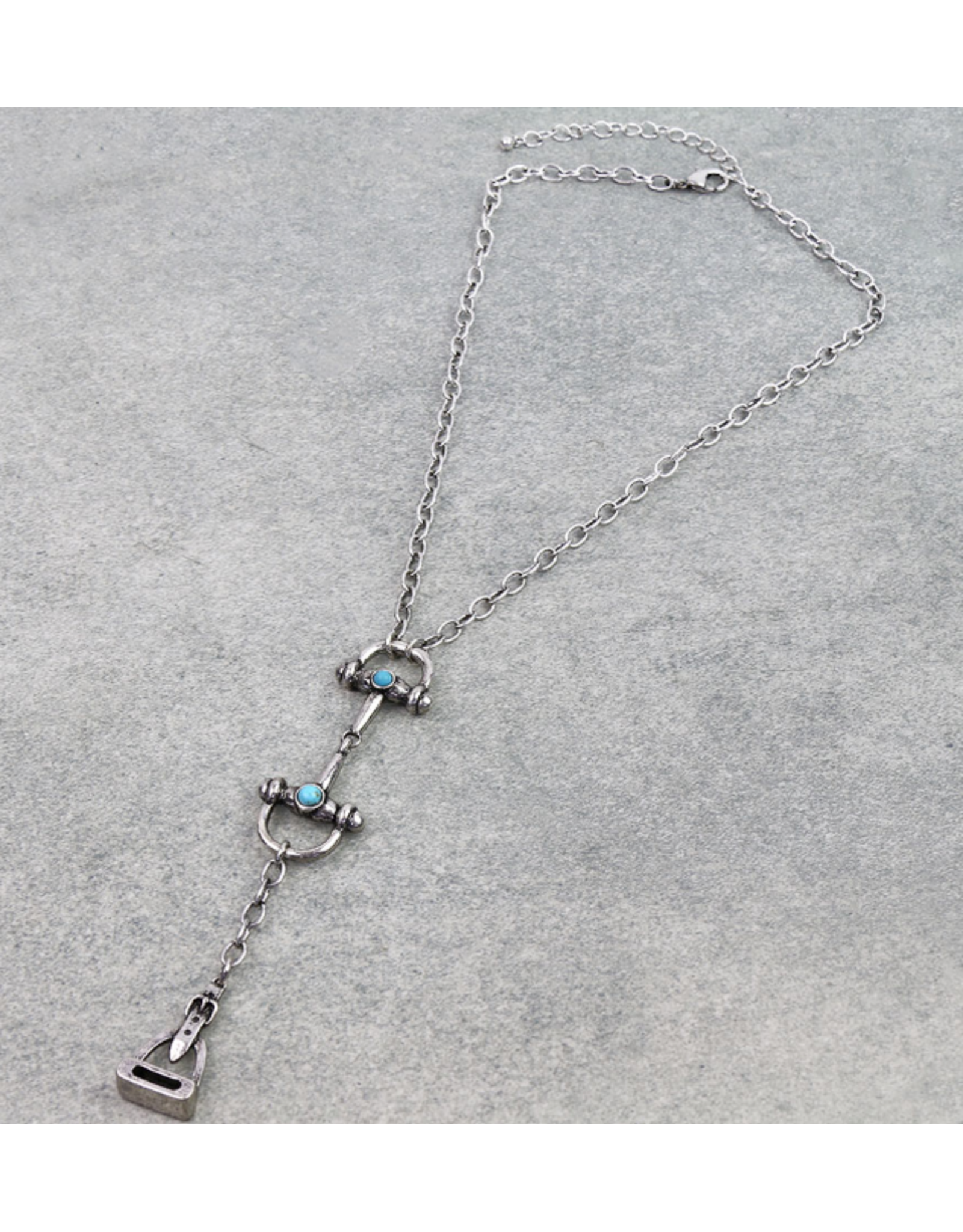 NECKLACE SILVER LARIAT HORSE BIT TO SPUR