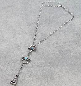 NECKLACE SILVER LARIAT HORSE BIT TO STIRRUP