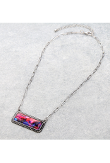 NECKLACE WESTERN BAR PINK PURPLE BLUE