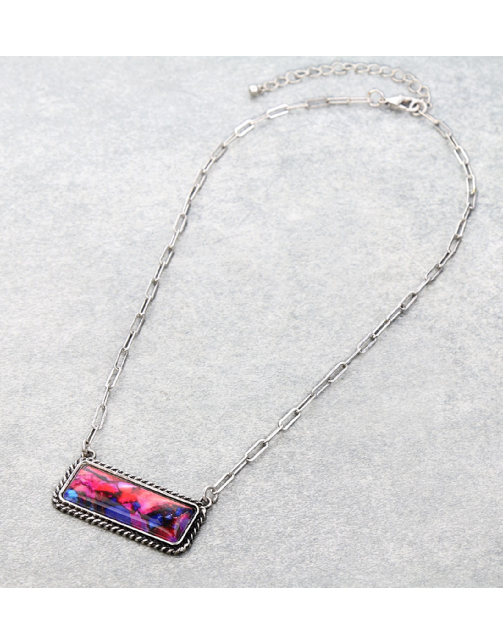 NECKLACE WESTERN BAR PINK PURPLE BLUE