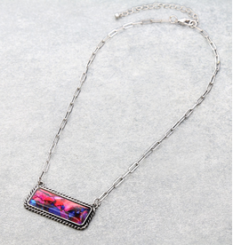 NECKLACE WESTERN BAR PINK PURPLE BLUE