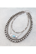 NECKLACE 4 LAYERED NAVAJO PEARL & AZTEC BAR