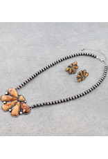 NECKLACE SET NAVAJO PEARL WITH ORANGE HALF SQUASH