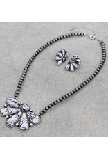 NECKALCE SET NAVAJO PEARL BLACK & WHITE HALF SQUASH