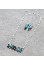 NECKLACE SET TURQUOISE FLOWER BUBBLE BAR