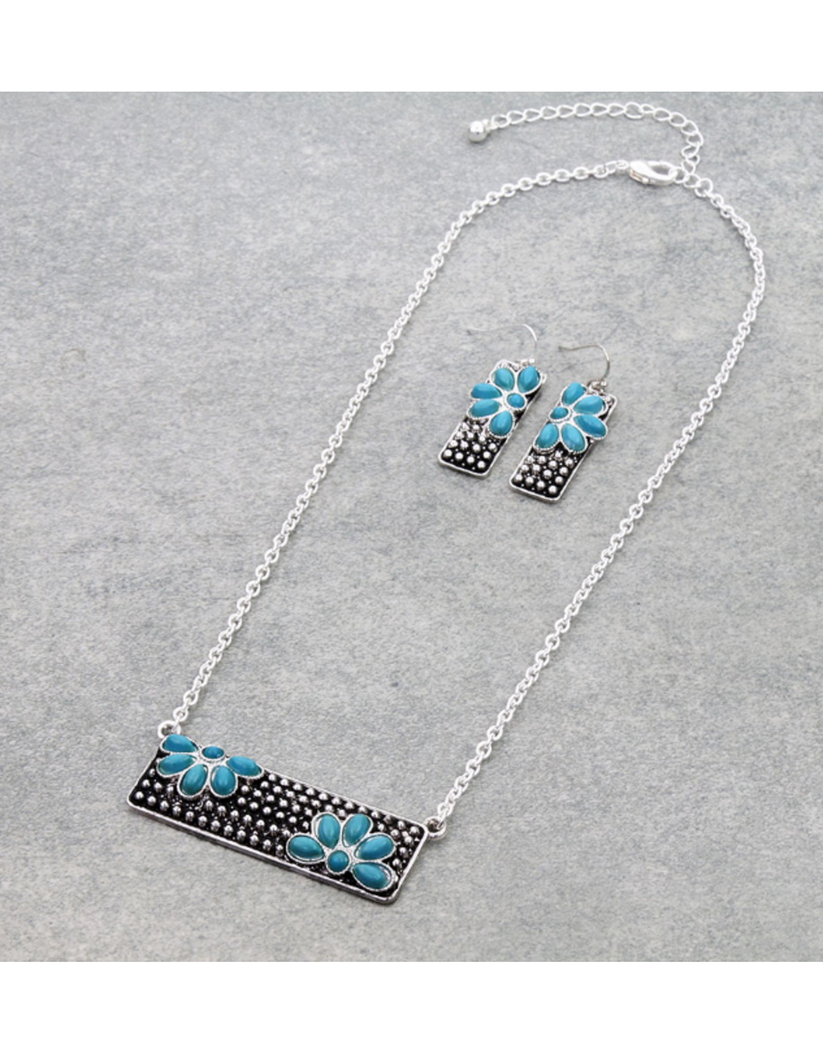NECKLACE SET TURQUOISE FLOWER BUBBLE BAR