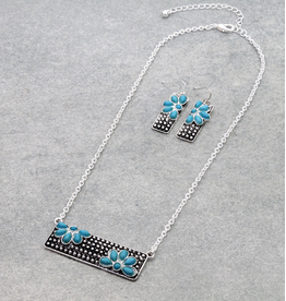 NECKLACE SET TURQUOISE FLOWER BUBBLE BAR