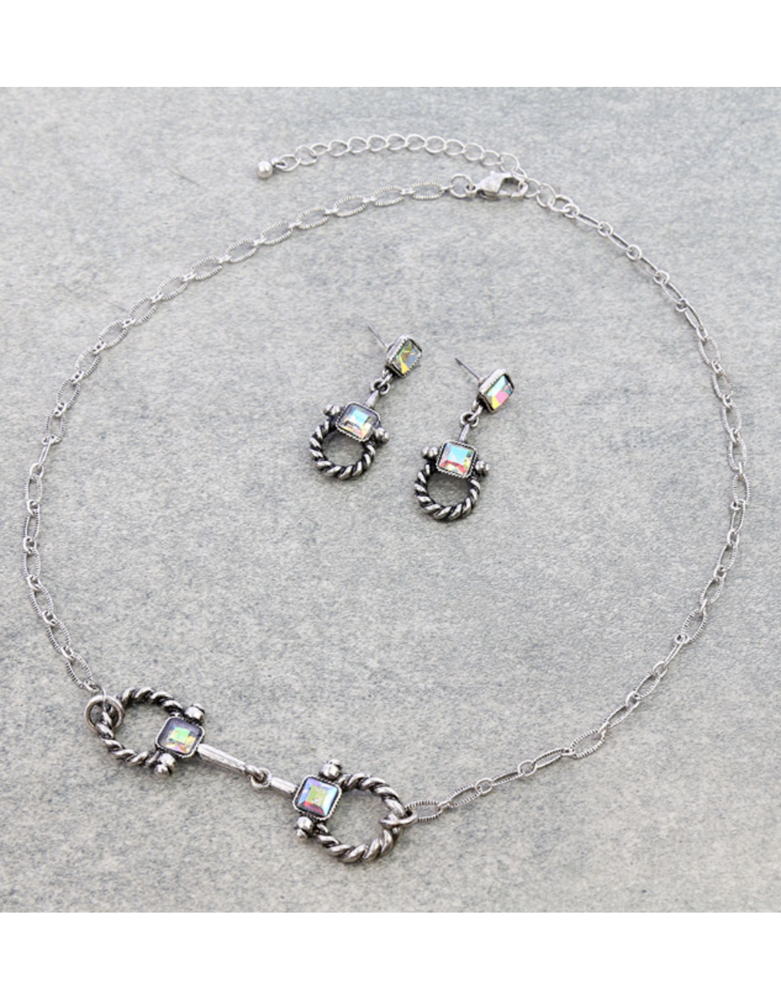 NECKLACE SET SILVER WESTERN ROPE TXR HORSEBIT