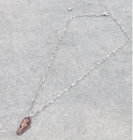 NECKLACE DAINTY BRONZE ENGRAVED LIGHTNING BOLT