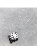 NECKLACE WESTERN BUFFALO COIN WTH BLACK STONES