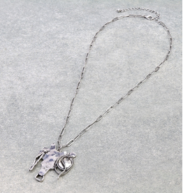 NECKLACE WESTERN SADDLE WITH ROPE PENDANT
