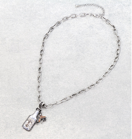 NECKLACE WESTERN WHISKEY BOTTLE AND SADDLE