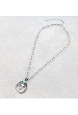 NECKLACE WESTERN SADDLE PENDANT TURQ STONE