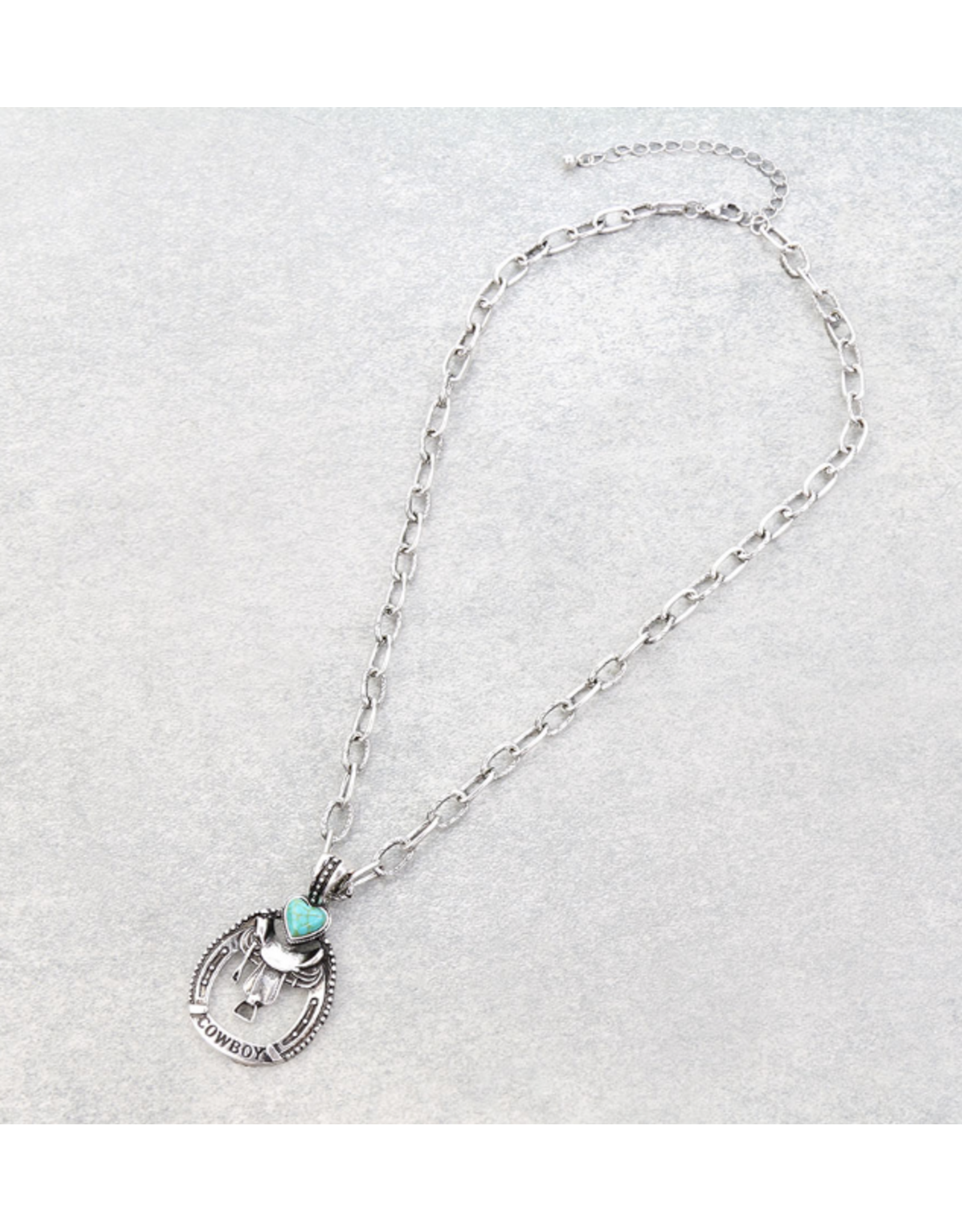 NECKLACE WESTERN SADDLE PENDANT TURQ STONE