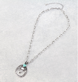 NECKLACE WESTERN SADDLE PENDANT TURQ STONE
