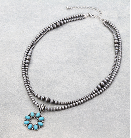 NECKLACE TWO ROW WESTERN CONCHO