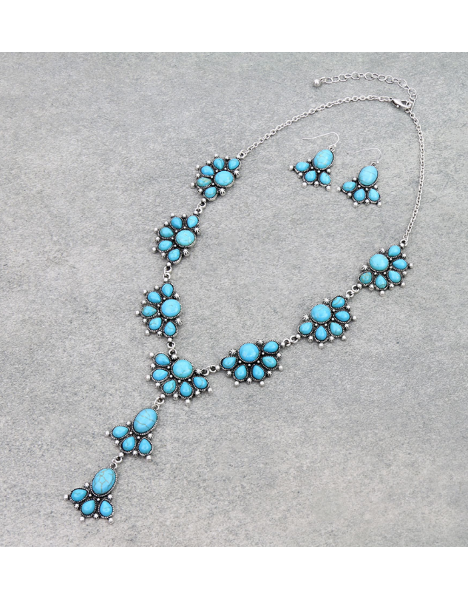 NECKLACE SET  WESTERN TURQUOISE CONCHO "Y"