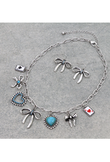 NECKLACE SET WESTERN BOW, CARD, CHARM