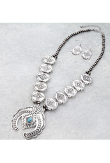 NECKLACE SET NAVAJO PEARL WESTERN AZTEC SQUASH BLOSSOM