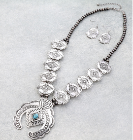 NECKLACE SET NAVAJO PEARL WESTERN AZTEC SQUASH BLOSSOM