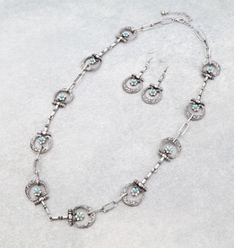 NECKLACE SET WESTERN HORSEBIT TURQUOISE FLOWERS