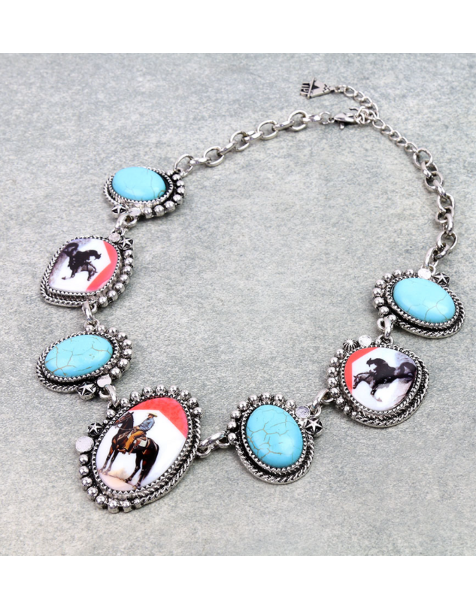 NECKLACE TURQUOISE AND RODEO PORTRAIT