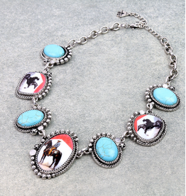 NECKLACE TURQUOISE AND RODEO PORTRAIT