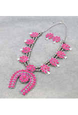 NECKLACE SET WESTERN LARGE SQUASH BLOSSOM HOT PINK