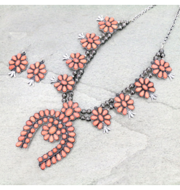 NECKLACE SET LARGE LIGHT PINK SQUASH BLOSSOM
