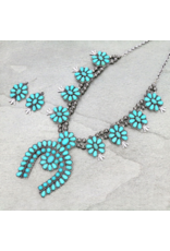 NECKLACE SET LARGE  TURQUOISE  SQUASH BLOSSOM