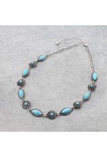 NECKLACE TURQUOISE STONES AND FLOWERS