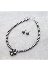 NECKLACE WITH EARRINGS NAVAJO PEARL WITH PEARL CLUSTERS 17"