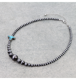 NECKLACE WESTERN NAVAJO PEARL AND COW HEAD