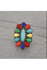 RING CUFF TURQUOISE MIDDLE WITH MULTI COLOR STONES