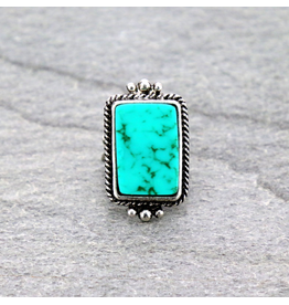 RING WESTERN CUFF TURQUOISE RECTANGLE STONE