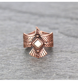 RING CUFF WESTERN COPPER THUNDERBIRD WHITE STONE