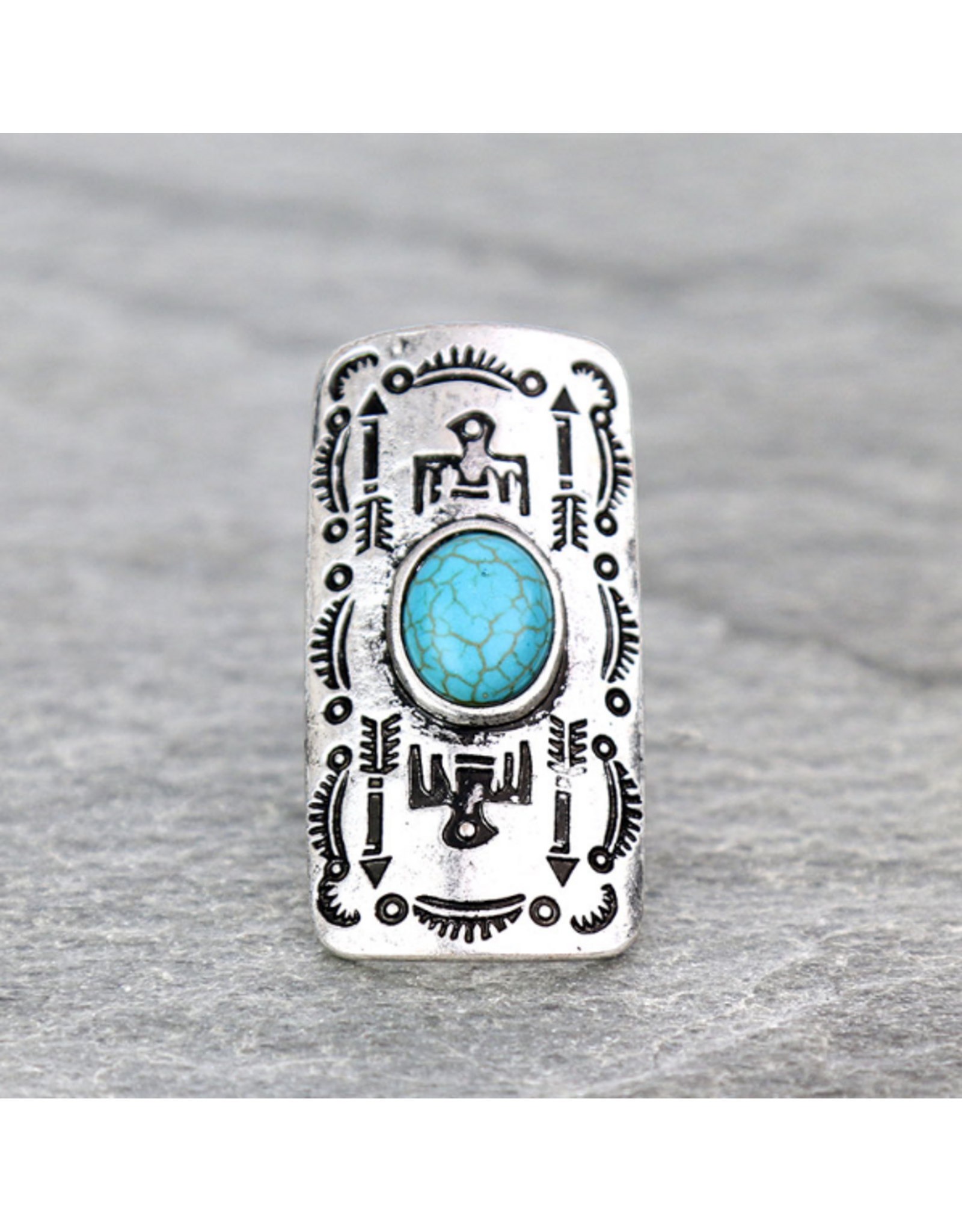 RING WESTERN CUFF AZTED BAR TURQUOISE STONE