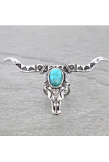 RING WESTERN CUFF LONG HORN  HEAD TURQUOISE STONE
