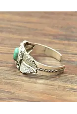 ISAC TRADING BRACELET CUFF TURQUOISE STONE LEAVES