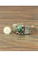 ISAC TRADING BRACELET CUFF TURQUOISE STONE LEAVES