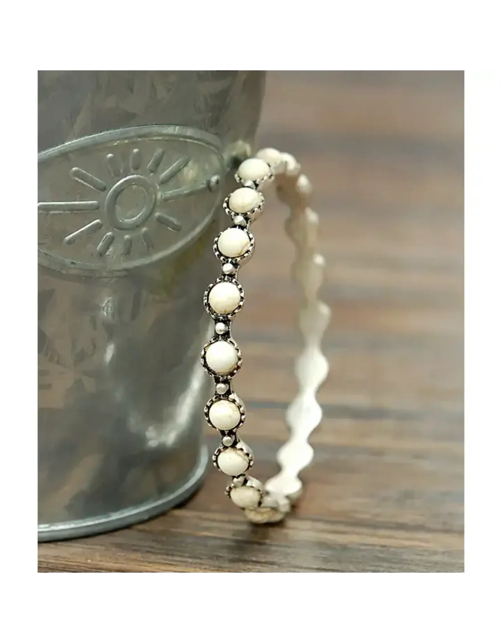 BRACELET BANGLE  WESTERN SMALL WHITE CIRCLE STONES