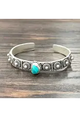 ISAC TRADING BRACELET WESTERN SMALL TURQUOISE STONE AZTEC CONCHOS