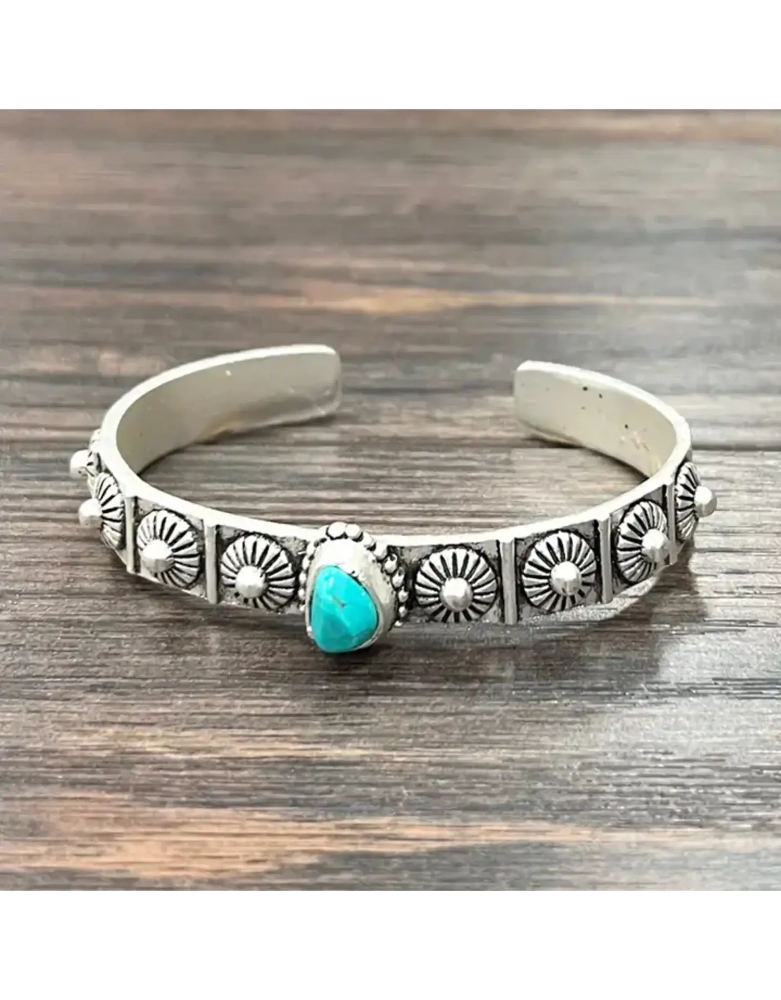 ISAC TRADING BRACELET WESTERN SMALL TURQUOISE STONE AZTEC CONCHOS