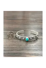 ISAC TRADING BRACELET CUFF WESTERN 5 TURQUOISE STONES ARROWS