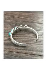 ISAC TRADING BRACELET WESTERN CUFF 5 DIAMOND TURQUOISE STONES ARROWS